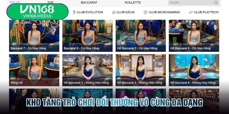 Kho tàng trò chơi đổi thưởng vô cùng đa dạng